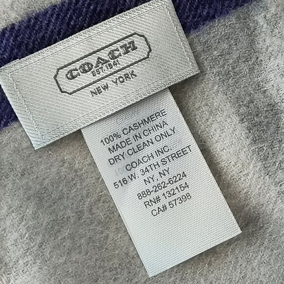 Coach Cashmere Scarf Muffler Fringe Plaid Winter - Picture 3 of 3